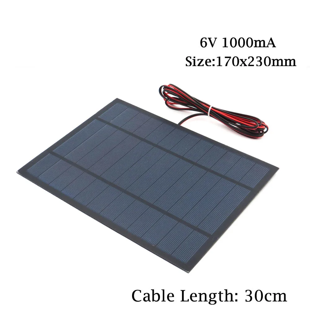 Панели солнечные 6V 100mA 167mA 183mA 333mA 5000mA 583mA 750mA 1000mA 1670mA мини элемент для солнечной батареи для мобильного телефона Зарядное устройство Портативный с кабиной
