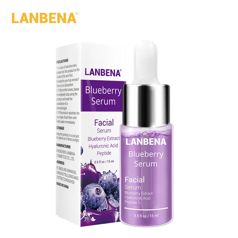 Blueberry LANBENA Сыворотка для лица витамины сыворотки для лица сыворотка с гиалуроновой кислотой для ухода за кожей лица Сыворотка 24k золото Гиалуроновая кислота витамина C Витамин C сыворотка акне удаления угрей красота - Вес нетто: Blueberry