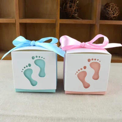 Baby Shower Foot конфетная коробка с лазерным вырезом для детского душа Подарочная