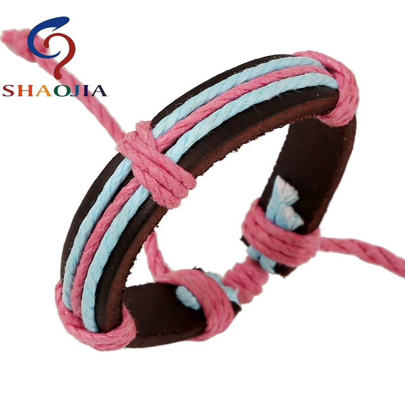 Мужской кожаный браслет SHAOJIA модный ручной работы черный плетеный регулируемый |