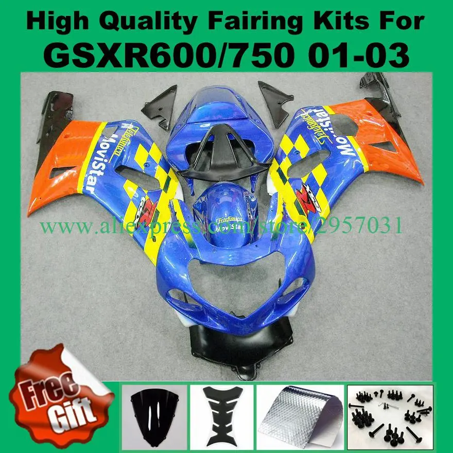 

9Gifts, Injection Fairings for GSXR600 GSXR750 2001 2002 2003 K1 #229L-D3 SUZUKI GSX-R750 GSX-R600 01-03 Fairing KITS