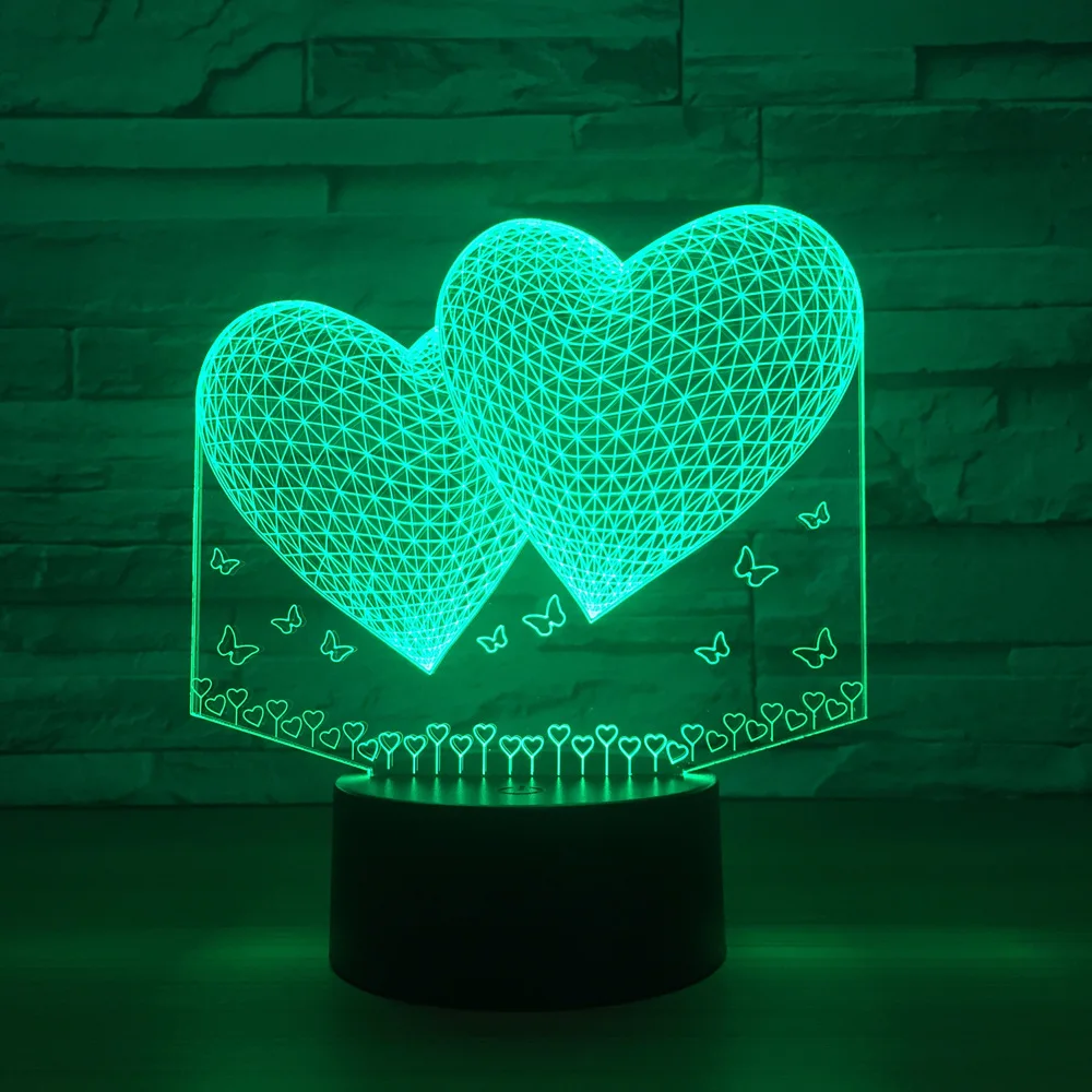 

Double Two Heart 3d Lamp 7 Colors Led Night Lamp For Friends Touch Led Usb Table Lampara Lampe Sleeping Nightlight Drop Shipping