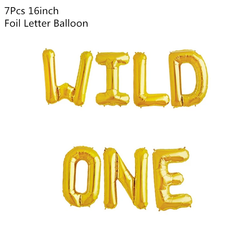 WILD ONE Джунгли вечерние воздушные шары из фольги в виде животного зоопарка животных джунглей тематическая вечеринка на день рождения украшения Дети День рождения воздушные шары для вечеринки в стиле сафари Декор - Цвет: WILD ONE