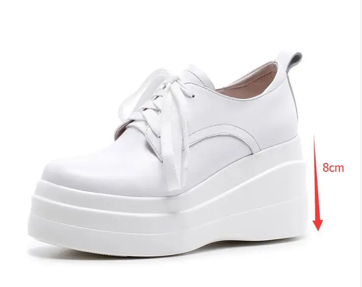 

2019 New Women's Flats shoes Genuine Leather Platform sneakers Woman Shoes Lace up Casual Female flat creepers Moccasins