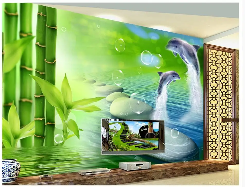 Украшение для дома классические обои стен красивые 3d панно с дельфином из