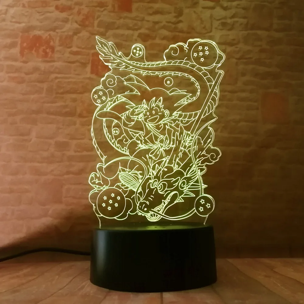 Лидер продаж Настольная 3D лампа Dragon Ball Z Totem Son Goku Супер Саян светодиодный ночник