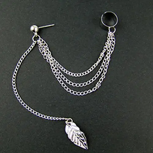 silver 1 шт. серьги модные металла уха клип лист кисточкой серьги для Для женщин подарок Pendientes Кафф пойманы в манжеты - Окраска металла: silver