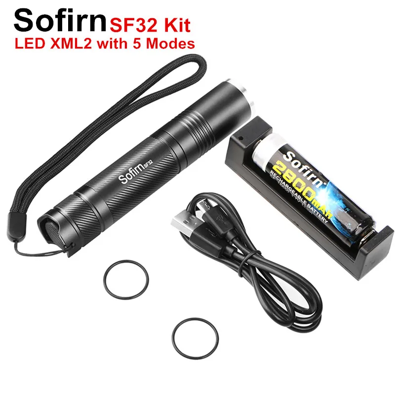 Комплект Sofirn SF32 светодиодный фонарь 18650 Cree XML2 тактический EDC портативный флэш