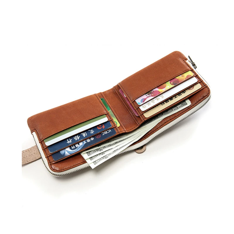 

100% Genuine Leather Wallet For Men Male Designer Short Vintage Handmade Wallets Purse With Card Holder Coin Pocket High Quality