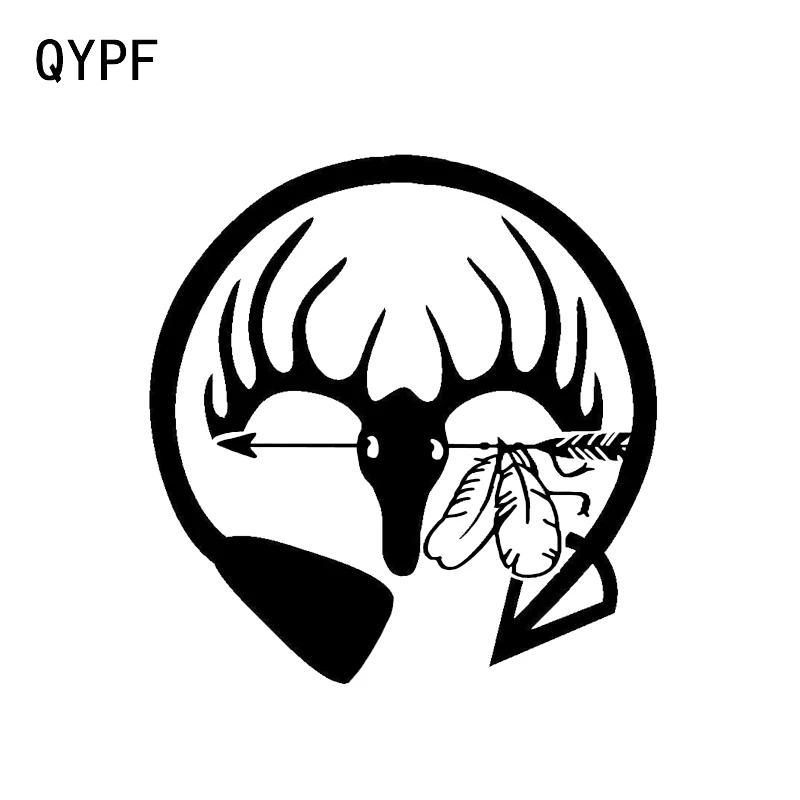 QYPF 12.1*12.6CM Fashion Archery Hunting Deer Antlers Decor Car Modelling Sticker Silhouette Vinyl C16-1736 |
