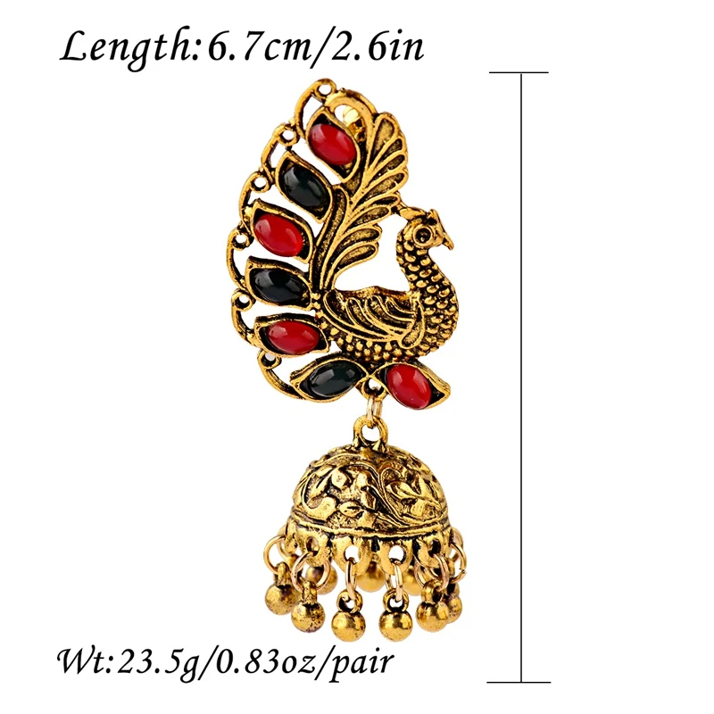 Женские винтажные серьги в стиле ретро с золотым павлином | Украшения и