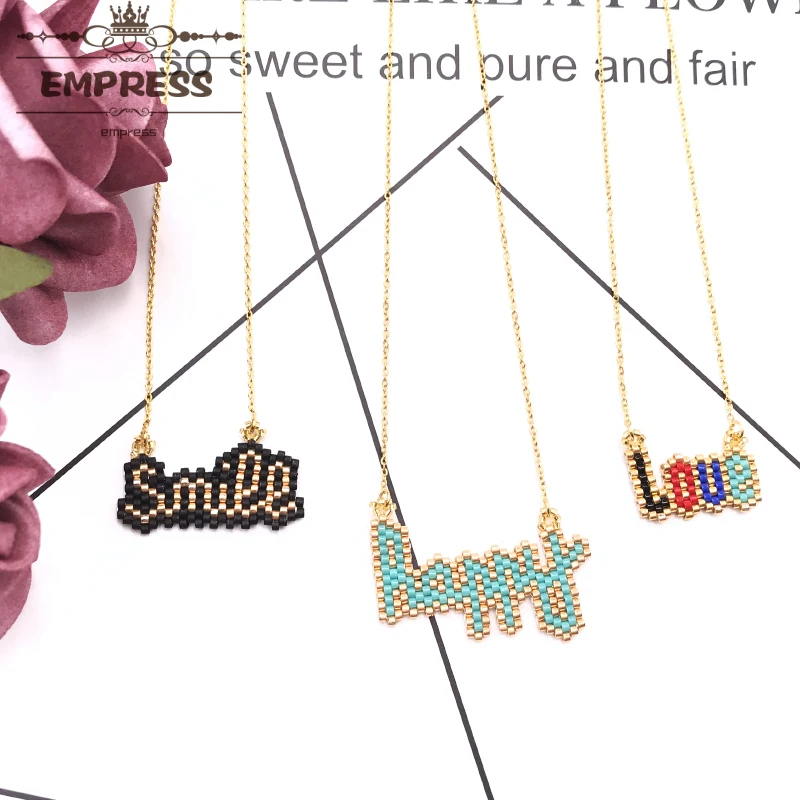 FAIRYWOO новые прелестные модные туфли Happy Smile, Love письмо Цепочки и ожерелья Boho/платье для девочек, ручная работа, Miyuki Стекло бусины для бижутерии, Нержавеющая сталь колье-чокер