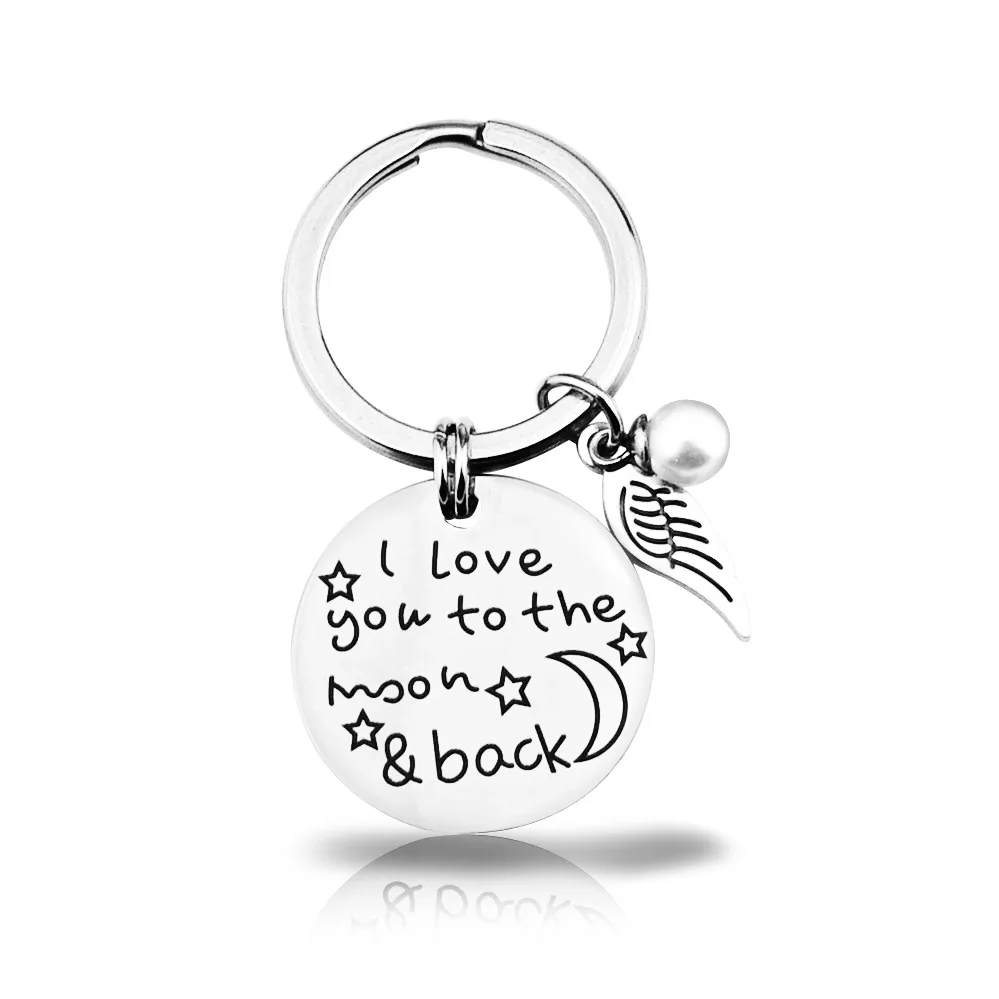 I love you to the moon and back индивидуальный брелок для Mam Kids, брелок для ключей в машину, женские цепочки кольца для ключей с буквами