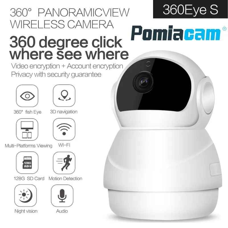 HD 1080P Беспроводная IP камера с панорамным обзором на 360 градусов домашняя