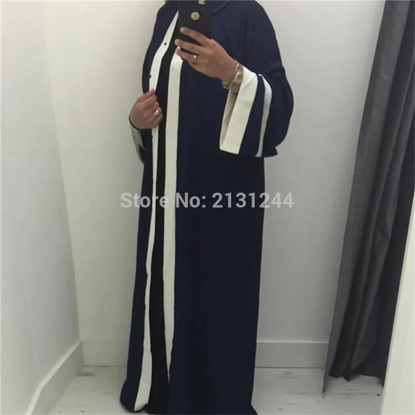 Мусульманское Полосатое платье Abaya хиджаб туника кардиган длинный халат кимоно