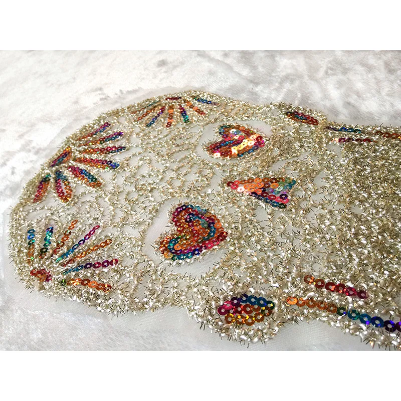 3d с блёстками и кружевом Череп патч DIY Одежда Наклейки на Патчи для clothingembroidered