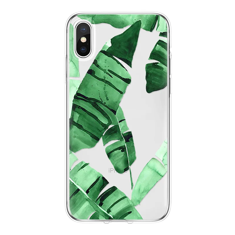 Для iPhone X чехол для мягкого 4 4S 5 5S 5C SE Fundas 7 Plus 8 8Plus 6 6S листья TPU |