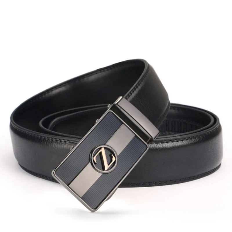 Male Genuine Leather Automatic Buckle Belt High Quality Designer Luxury Brand Vintage Strap Waistband Man's Z | Аксессуары для