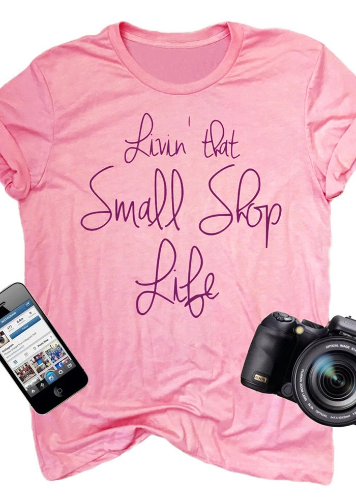 Живу в том что небольшой магазин живую Футболка camiseta rosa feminina футболки 90s m l для