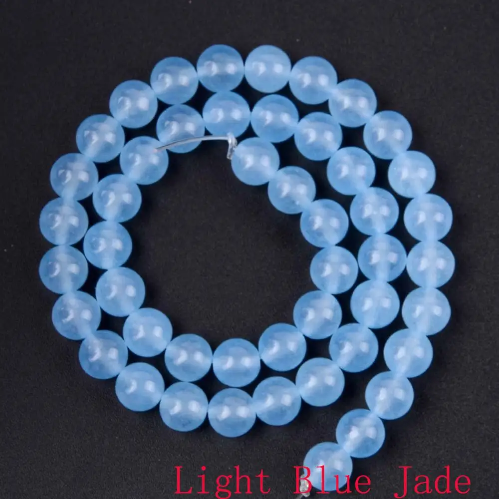 Light Blue Jade Натуральные круглые бусины, черные, сумасшедшие Агаты, лабрадорит, бирюза, содалит, камни, бусины для изготовления ювелирных изделий - Цвет: Light Blue Jade