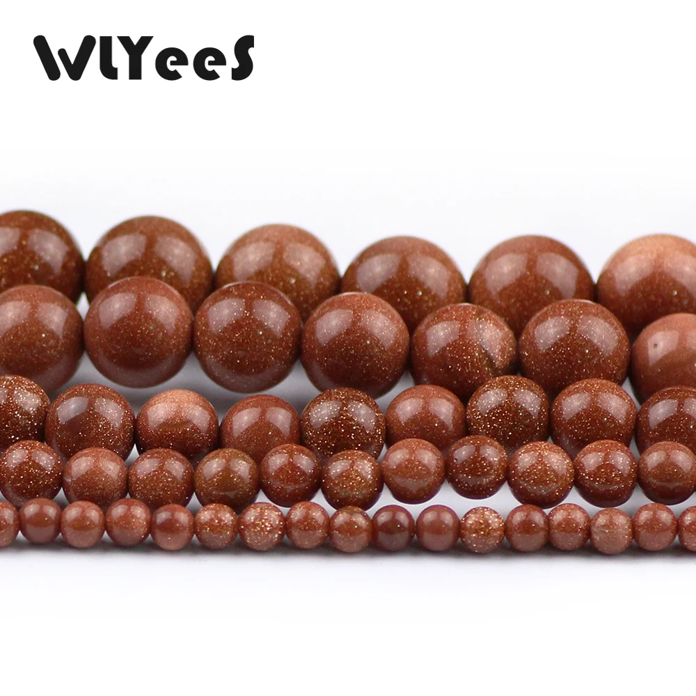 WLYeeS оптовая продажа натуральный камень золотой песок 4 6 8 10 12 мм Круглый свободный