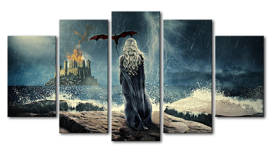 5 панелей DAENERYS TARGARYEN современное настенное искусство для декора стен Украшение