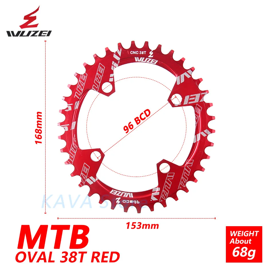 Oval Red 38T Wuzei 96BCD Круглый/Овальный 32/34/36/38T MTB горный велосипед велосипедная Звездочка для shimano ALIVIO M672 M782 M4000 M4050 GX рукоятки - Цвет: Oval Red 38T