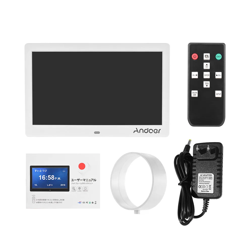 Andoer 10 дюймов 1024*600 Ips цифровая фоторамка Поддержка настройки времени функции