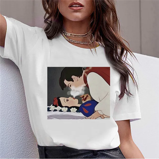 New Female T Shirt Dark Snow White Harajuku T Shirt Women Vintage Aesthetic T-shirt Korean Style Graphic Top Tees - Цвет: 1026