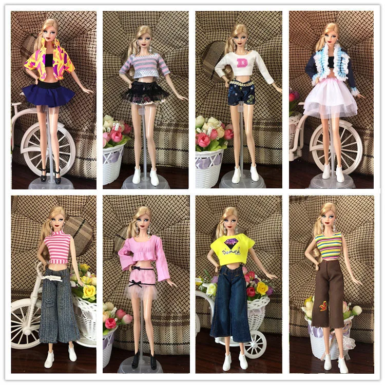 Женский комплект рубашка джинсы брюки платье костюм для 1/6 BJD ST FR Барби Кукла