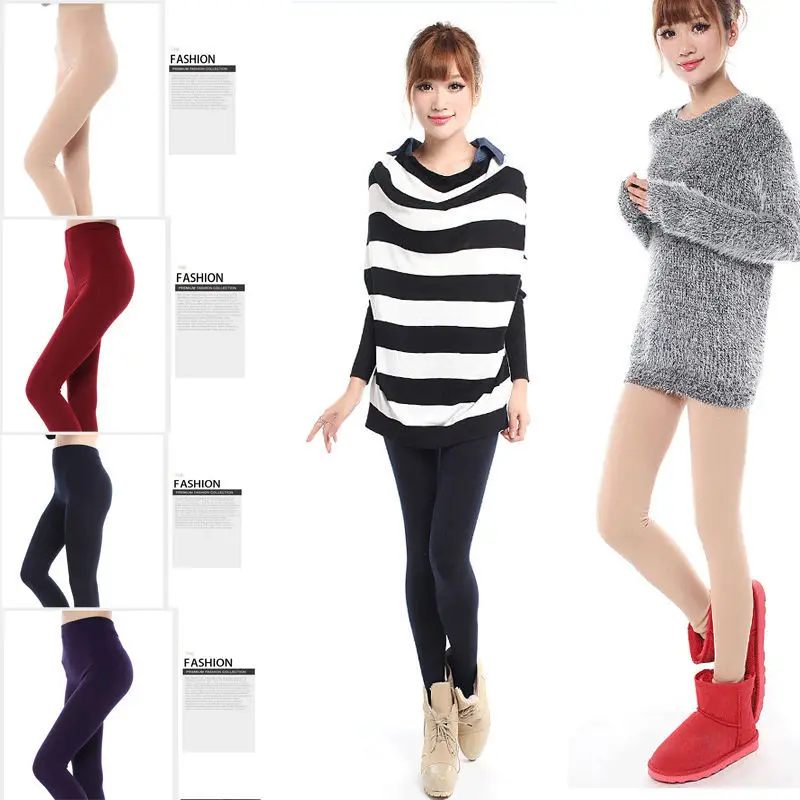 Высокое качество 9 цвета женские теплые однотонные зимние Скинни узкие леггинсы