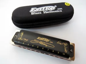 East top 10 hole professional blues diatonic harmonica for beginner,player,gift,key of D