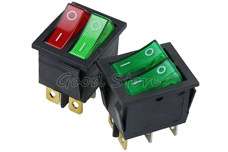 1PCS KCD8 6PIN 16A 250V 20A 125V Double Light Switch Rocker Waterproof ON-OFF KCD6 Boat Power on - 1 шт. KCD8 6PIN 16A 250V 20A 125V двойной переключатель с подсветкой катушкой, водонепроницаемый, включение-выключение KCD6, питание для лодки.