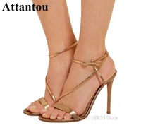 fashion gold black cut out high heel gladiator sandals women narrow band leather summer shoes fashion party high heels
