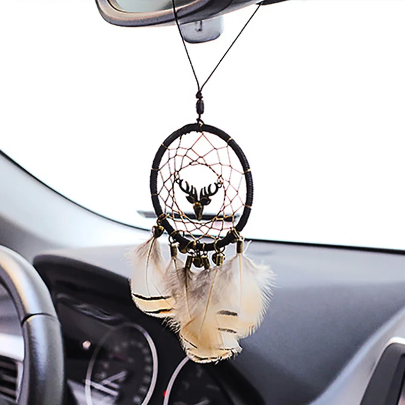

Elk Dreamcatcher Car Mirror Hanging Pendant Trim Car Accessory Interior For Girls Auto Decor Home Adornments Charm Car Ornaments