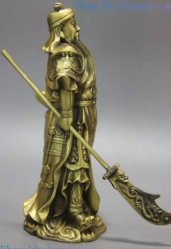 12 &quotлатунная скульптура Китай Медь Дракон боевой Бог богатства Статуя Гуань