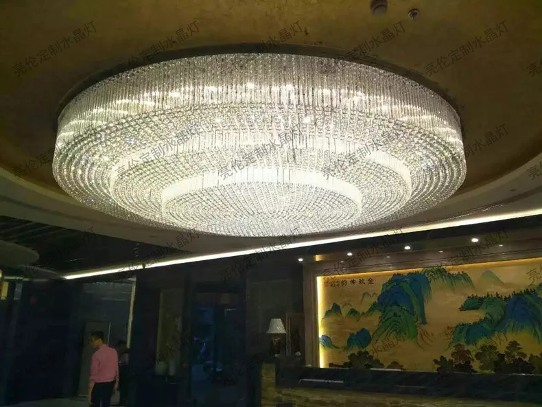 Большая гостиничная Инженерная Хрустальная потолочная лампа на заказ круглая