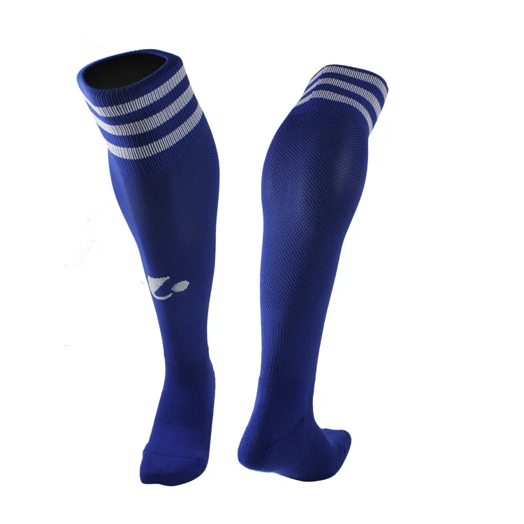 Blue White Футбольные носки brotock, длинные хлопковые нейлоновые быстросохнущие носки, полосатые толстые новые нескользящие спортивные носки, носки для мужчин - Цвет: Blue White