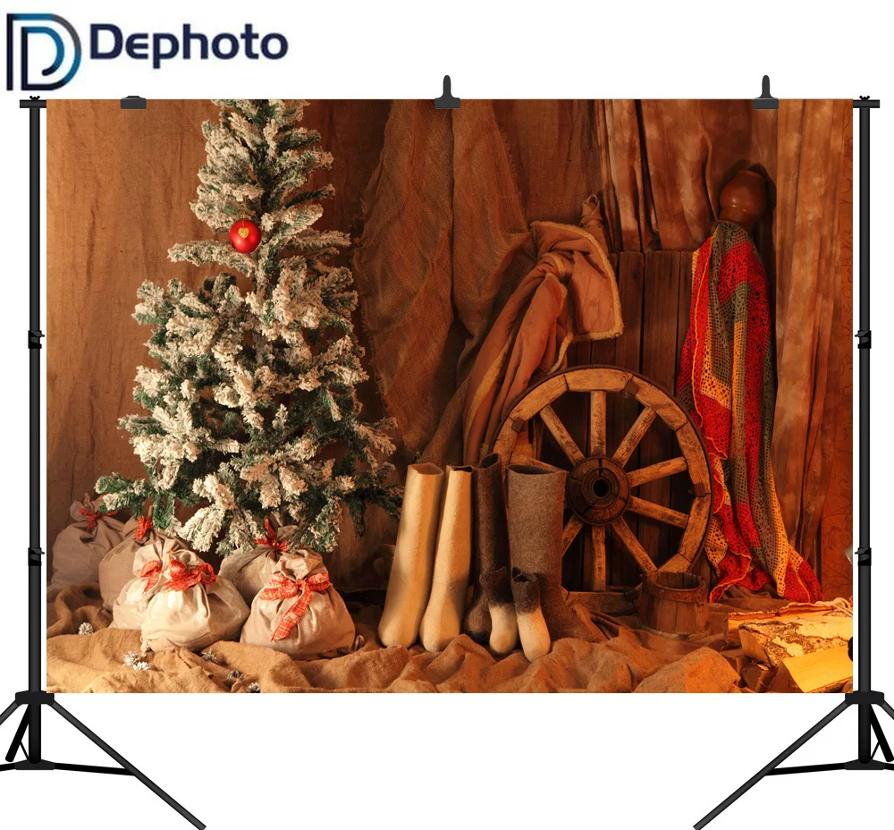 Фоны для фотосъемки с изображением рождественской елки на колесиках фермы|Фон