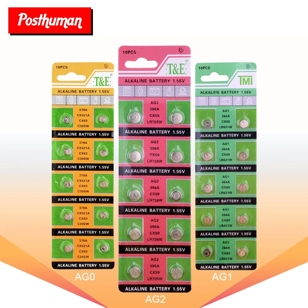 Аккумуляторы postuman 2019 Кнопочная монета AG0 AG1 AG2 AG3 AG5 Pro батарея для часов 1 55 в AG4 ag4 377a