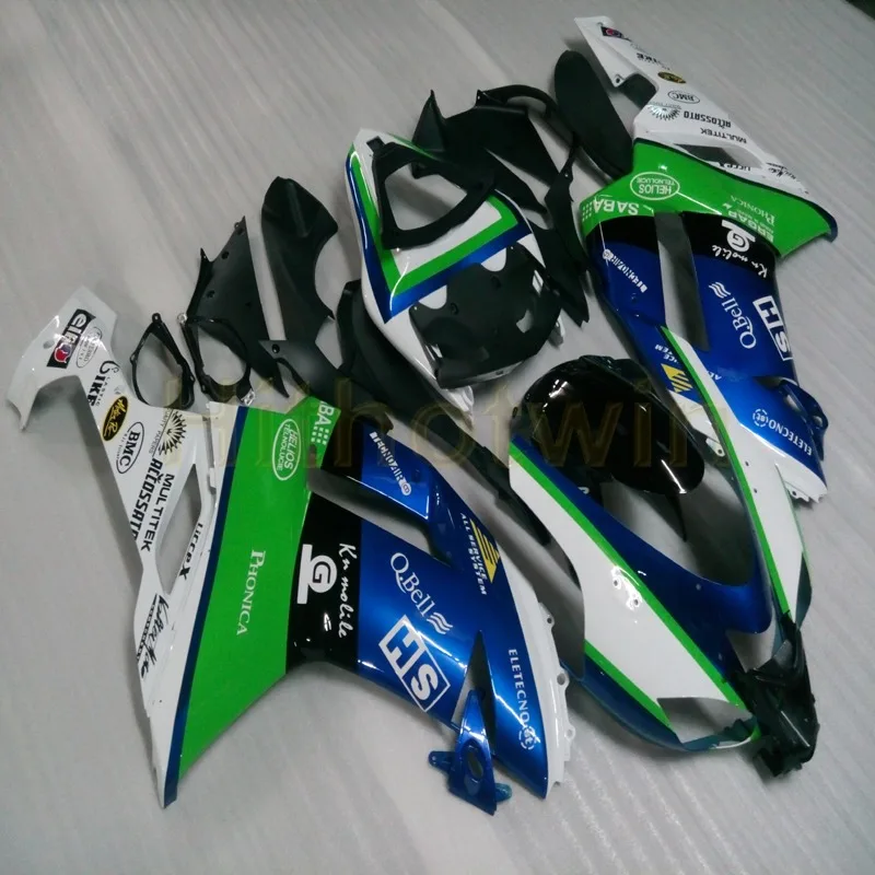 Пользовательский Корпус мотоцикла для Kawasaki ZX-6R 07-08 636 ZX6R обтекатель zx6r 2007 2008+ Бесплатные болты+ синий M2 - Цвет: E