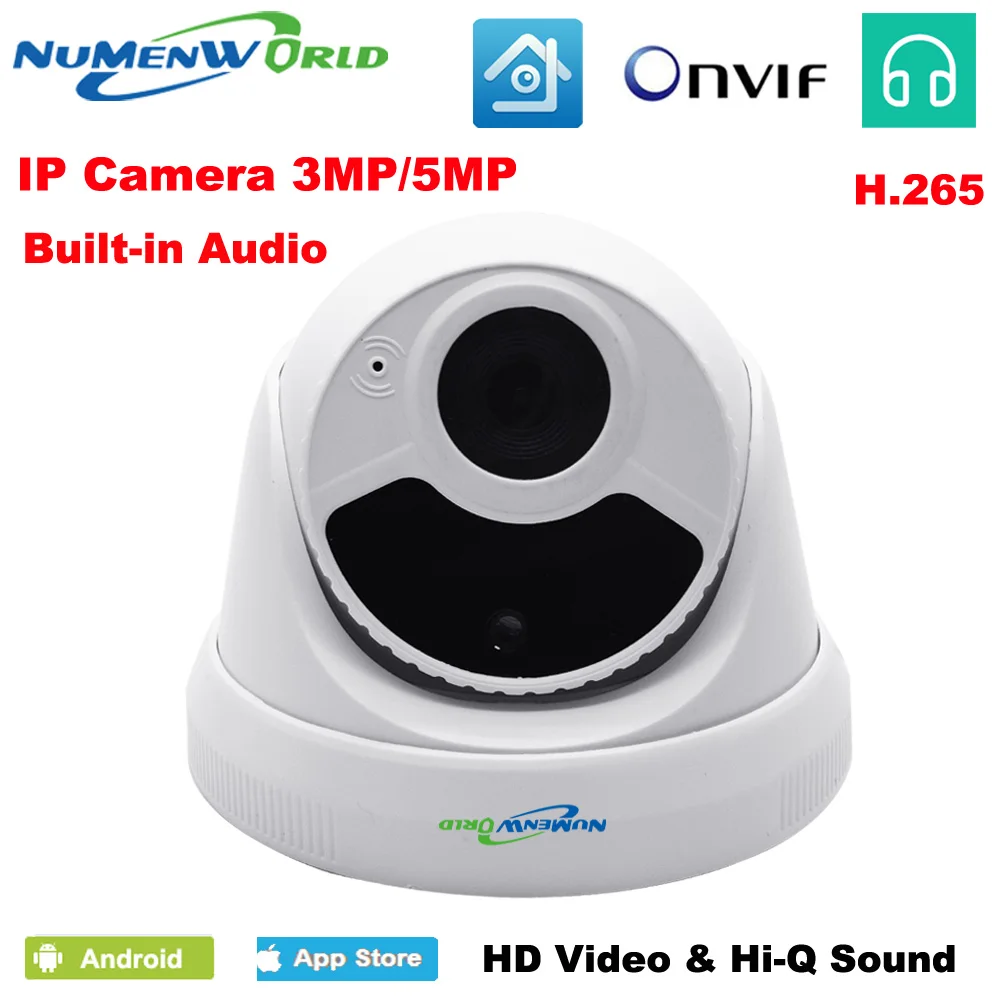 Купольная IP камера видеонаблюдения 3 Мп/5 МП 2 инфракрасных светодиода|dome ip camera|ip