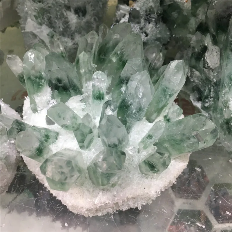 Large size natural green ghost quartz crystal cluster healing crystals raw gemstone specimen for home&ampoffice decoration fengshui | Дом и