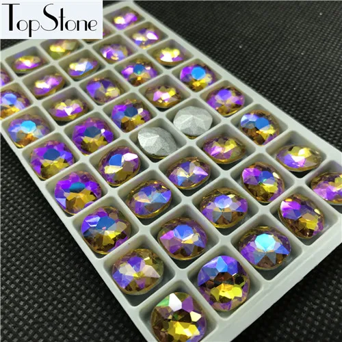 topaz ab TopStone все цвета AB 40 шт 12 мм классический толстый квадратный точечный камень необычные стеклянные кристаллы для изготовления ювелирных изделий - Цвет: topaz ab