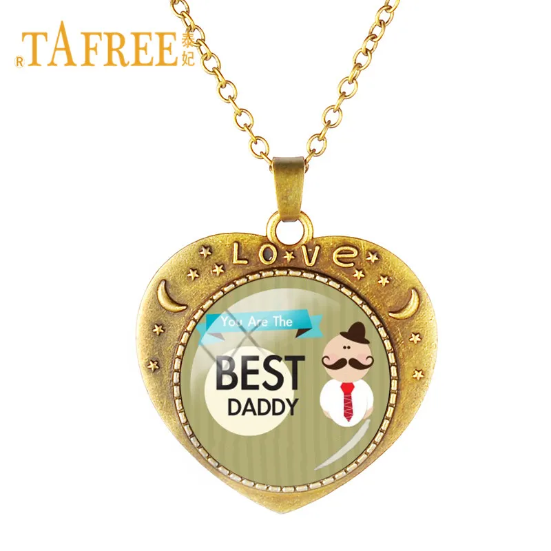 Винтажное ожерелье TAFREE I LOVE PAPA MAMA с принтом в виде сердца и подвеской на день