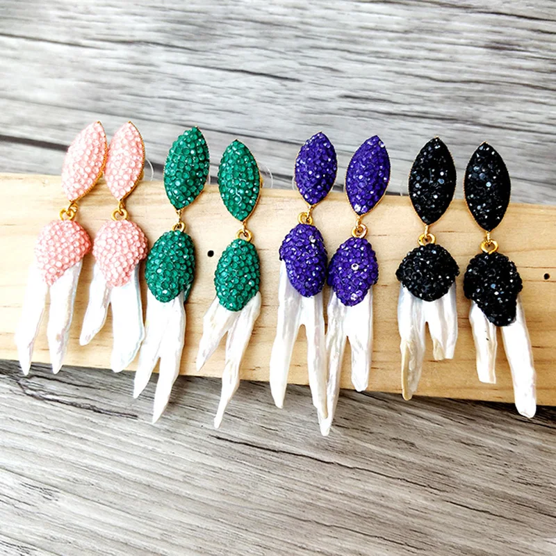 Женские Разноцветные серьги с натуральным жемчугом 5 пар ручной работы ER806 |