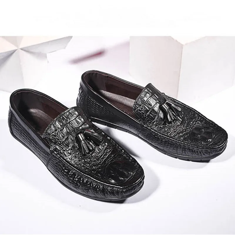 

Italian Design Men Loafers Fashion Metal&Tassel Casual Shoes Crocodile Embossed Business Men Shoes Soft Breathable Driving Shoes