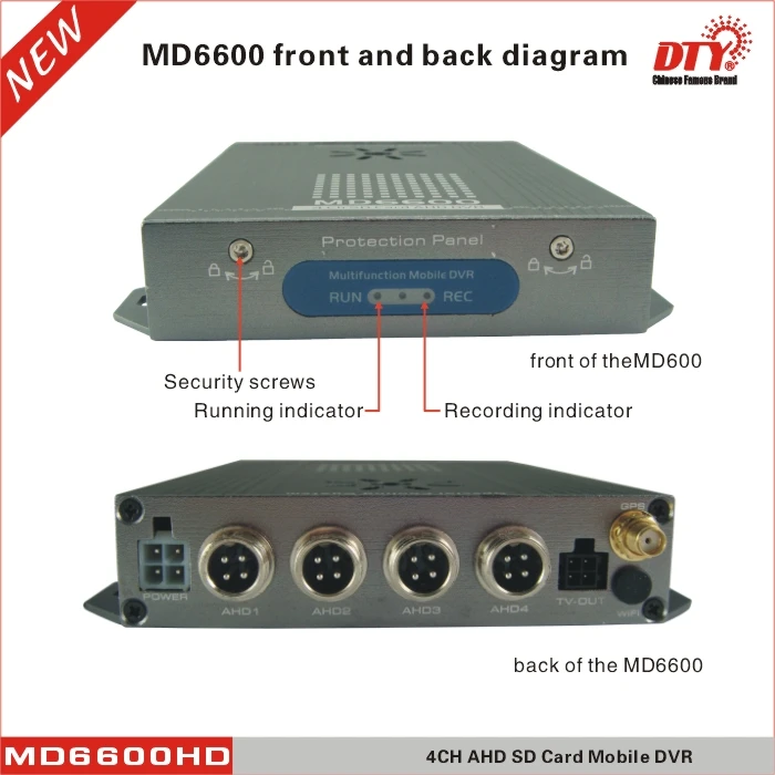 4ch в реальном времени запись sd card 720 P ahd мобильный рекордер dvr с gps слежения MD6600HDG|dvr
