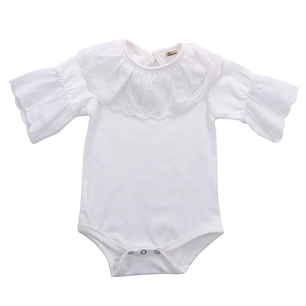 2016 модный кружевной воротник для маленьких девочек хлопковый боди с коротким