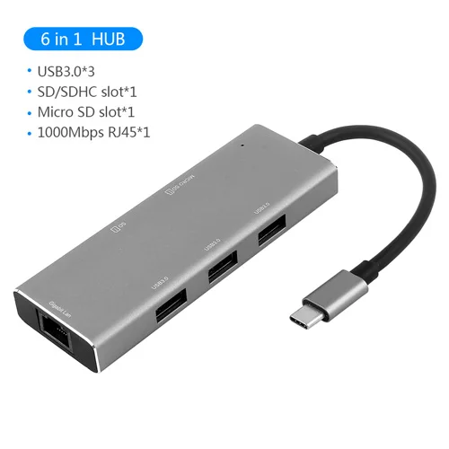 USB C концентратор USB 3,0 type C концентратор для huawei P20 Pro USB-C HDMI Micro SD/TF кард-ридер адаптер для MacBook Pro samsung Galaxy S9/S8 - Цвет: 6 in 1 USB HUB